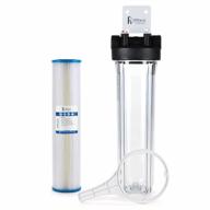 complete whole house water filtration system for sediment & rust, 20" clear housing with washable pleated filter and 1" ports logo
