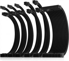 img 4 attached to Кабель питания Asiahorse 16AWG Pro с рукавами для удлинительного кабеля питания Комплект проводов 1X24-PIN / 2X8-PORT (4 + 4) M / B, 3X8-PORT (6 + 2) PCI-E Длина 30 см с гребнями (двойной EPS черный)
