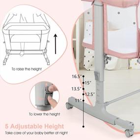 img 1 attached to INFANS 3-In-1 Portable Baby Bassinet Bedside Sleeper With Mattress, Travel Bag, Wheels And Full Mesh, 5 Height Adjustable & Easy To Assemble Cradle Co Sleeper Stationary Rocker (Pink)