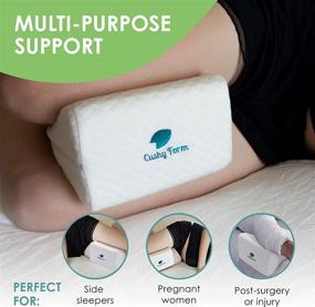 img 2 attached to 🌙 Cushy Form Knee Pillow for Side Sleepers - Orthopedic Wedge Leg Pillow for Sleeping, Pregnancy, and Hip & Lower Back Pain Relief - Contour Memory Foam Cushion with Washable Cover & Travel Bag- White