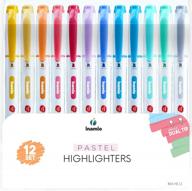 assorted pastel highlighters, 12-set dual tip pens- thick and fine, mild color, no bleed ink- ideal for school, bible, notebook or bullet journaling- cute and perfect highlighters for seo logo