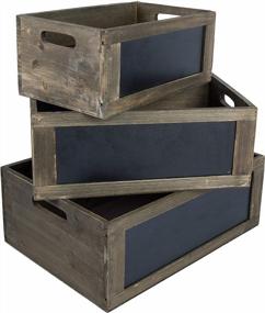 img 4 attached to Rustic Small Nesting Crate Box Set With Chalkboard Panel - Decorative Storage Organizer Bin - 3 Pieces - Torched Wood Finish