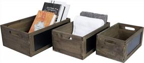 img 1 attached to Rustic Small Nesting Crate Box Set With Chalkboard Panel - Decorative Storage Organizer Bin - 3 Pieces - Torched Wood Finish