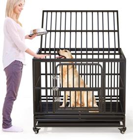 img 3 attached to 🐾 Premium 38-Inch Heavy Duty Dog Crate - Ideal Dog Kennel for Small, Medium, and Large Dogs - Sturdy Metal Escape Proof Dog Cage - Includes Removable Tray & Lockable Wheels