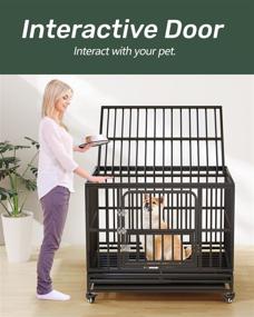 img 1 attached to 🐾 Premium 38-Inch Heavy Duty Dog Crate - Ideal Dog Kennel for Small, Medium, and Large Dogs - Sturdy Metal Escape Proof Dog Cage - Includes Removable Tray & Lockable Wheels