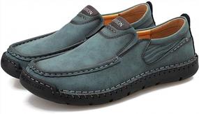 img 2 attached to Mitvr Men'S Leather Loafers: Stylish Slip-On Shoes For Casual And Driving Wear
