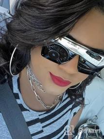 img 5 attached to Trendy Futuristic FEISEDY Oversized Square Visor Sunglasses For Women And Men - UV400 Protection B2470