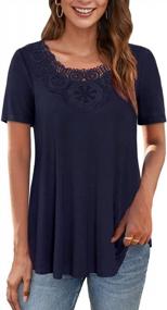 img 4 attached to Stylish Plus Size Summer Tops With Crochet Lace Trim And Pleated Design