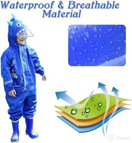 img 2 attached to Unisex Toddler Waterproof Rain Suit 👶 Coverall - Kids' One Piece Rainsuit Rain Coat