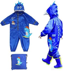 img 4 attached to Unisex Toddler Waterproof Rain Suit 👶 Coverall - Kids' One Piece Rainsuit Rain Coat