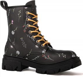 img 2 attached to Stylish Low-Heeled Combat Boots For Women: Get Your Hands On The Globalwin Lace Up Booties!