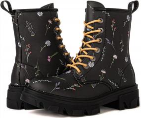 img 3 attached to Stylish Low-Heeled Combat Boots For Women: Get Your Hands On The Globalwin Lace Up Booties!