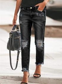 img 2 attached to Get Trendy And Lift Your Style With GOSOPIN Women'S Mid Rise Ripped Skinny Jeans