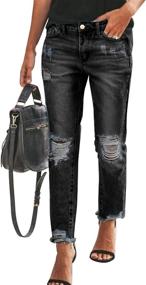 img 4 attached to Get Trendy And Lift Your Style With GOSOPIN Women'S Mid Rise Ripped Skinny Jeans