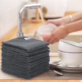 img 3 attached to 🧽 Sinland 12-Pack Grey Microfiber Cleaning Cloth Set - Absorbent Kitchen Dish Cloth, Streak-Free Dish Rags and Glass Cloths 12"x12