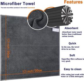 img 2 attached to 🧽 Sinland 12-Pack Grey Microfiber Cleaning Cloth Set - Absorbent Kitchen Dish Cloth, Streak-Free Dish Rags and Glass Cloths 12"x12