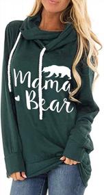 img 2 attached to KAKALOT Women'S Mama Bear Print Cowl Neck Hooded Sweatshirt Drawstring Pullover Top