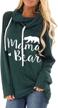 kakalot women's mama bear print cowl neck hooded sweatshirt drawstring pullover top logo