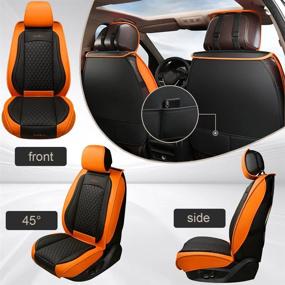 img 3 attached to Orange And Black Luxury Leather Front Seat Covers For Cars, SUVs, Mini Vans, And Pickups - Fits Most Vehicles - 1 Pair - Featuring Giant Panda Design