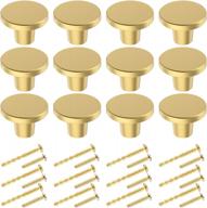 biglufu 25mm/1 inch drawer knob brass, 12pc gold kitchen cabinet knobs, round dresser knobs drawer pulls, door knobs dresser drawer handles knobs for dresser drawers（gold 12-pack） logo