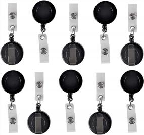 img 4 attached to Secure And Stylish: 10-Pack Foretra Translucent Retractable Badge Holders With Solid Black Clip-On Card Holder