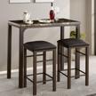 rustic charm: vecelo 3-piece pub dining set with counter height breakfast table and 2 bar stools logo