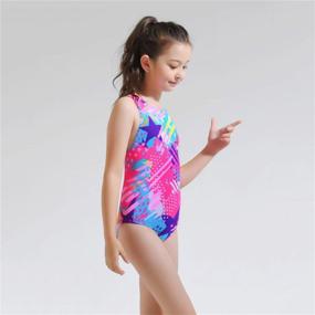 img 2 attached to Kids Girls Athletic Swimsuit: Solid Black & Navy Bathing Suit For Practice & Competition