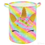 🦄 fiobee unicorn laundry basket: stylish rainbow storage bins for waterproof nursery hamper, canvas toy organizer - perfect for kids girls bedroom clothes! logo