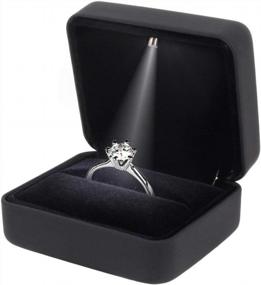 img 4 attached to Surprise Your Fiancé With Naimo Rubber Engagement Ring LED Light Jewelry Gift Box In Classic Black