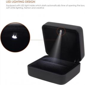 img 2 attached to Surprise Your Fiancé With Naimo Rubber Engagement Ring LED Light Jewelry Gift Box In Classic Black
