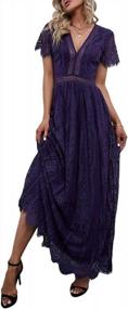 img 4 attached to Lrady Women'S Square Neck Puff Sleeve Smocked Flounce High Waist Ruffle Flowy Elegant Midi/Maxi Dress