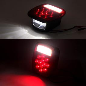 img 2 attached to 39 LED Square Rear Combination Tail Lights Lamps Assembly Compatible with Wrangler TJ YJ CJ 🚛 Signal Tail Lights + License Plate Lights for Flatbed Trucks RV Brake Stop Turn Backup Reverse Lights