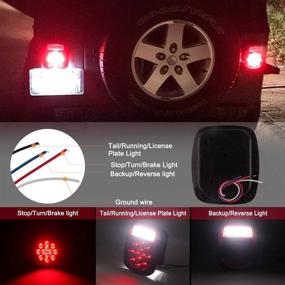 img 1 attached to 39 LED Square Rear Combination Tail Lights Lamps Assembly Compatible with Wrangler TJ YJ CJ 🚛 Signal Tail Lights + License Plate Lights for Flatbed Trucks RV Brake Stop Turn Backup Reverse Lights