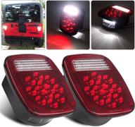 39 led square rear combination tail lights lamps assembly compatible with wrangler tj yj cj 🚛 signal tail lights + license plate lights for flatbed trucks rv brake stop turn backup reverse lights логотип