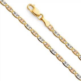 img 4 attached to Stunning 14K Tri Color Solid Gold Valentino Chain Necklace - A Timeless Piece To Treasure