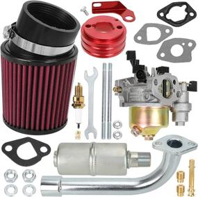 img 4 attached to 🚀 GREHUA Performance Kit Stage 2 – Carburetor, Air Filter Adapter, Exhaust Pipe, Muffler Jet – for 6.5Hp Non-Hemi Predator 212cc 196cc Gx160 Gx200 KT196 Mini Bike, Trailmaster MB200 Go Kart – Upgraded Performance Parts