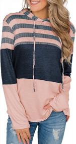 img 4 attached to Stay Cozy And Stylish With TIKSAWON'S Color Block Women'S Long Sleeve Hooded Sweatshirt