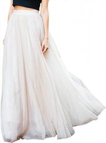 img 4 attached to Женская летняя шифоновая макси-юбка - ретро сплошная пляжная свадебная свадьба