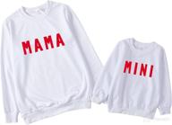 👩 matching mommy and me casual long sleeve sweatshirt pullover set - mama mini sweater tops for fall and winter wardrobe logo