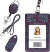retractable id badge holder, multipurpose bling rhinestone badge reel with belt clip key ring, shiny pu leather badge holder with lanyard and pen holder for nurse,teacher,office worker (mermaid) logo