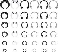 16g septum piercing jewelry 36 pcs horseshoe nose hoop rings, lip tragus cartilage earrings stainless steel body jewelry 10mm for women logo
