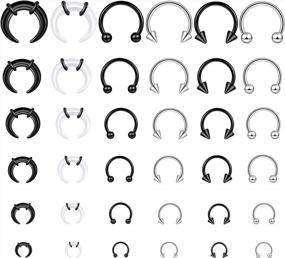 img 4 attached to 16G Septum Piercing Jewelry 36 Pcs Horseshoe Nose Hoop Rings, Lip Tragus Cartilage Earrings Stainless Steel Body Jewelry 10Mm For Women