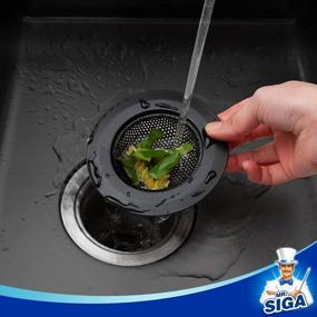 img 1 attached to Эффективные сливные фильтры для раковины из нержавеющей стали - MR.SIGA Сито для кухонной раковины, можно мыть в посудомоечной машине, черное, упаковка из 3 шт.