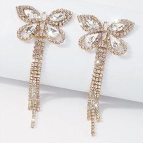 img 1 attached to Women'S Rhinestone Tassel Earrings With Crystal Butterfly Dangles - Gifts For Her