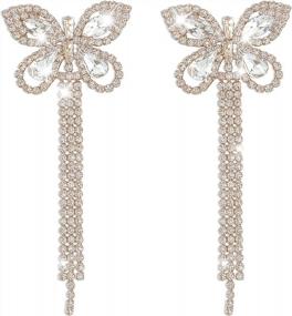 img 4 attached to Women'S Rhinestone Tassel Earrings With Crystal Butterfly Dangles - Gifts For Her