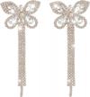 women's rhinestone tassel earrings with crystal butterfly dangles - gifts for her logo