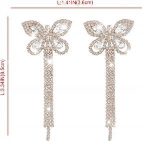 img 3 attached to Women'S Rhinestone Tassel Earrings With Crystal Butterfly Dangles - Gifts For Her