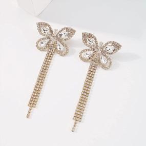 img 2 attached to Women'S Rhinestone Tassel Earrings With Crystal Butterfly Dangles - Gifts For Her