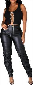 img 4 attached to Sexy Women'S Faux Leather Pants - High Waist Ruched Stacked Legging By Hibshaby Club