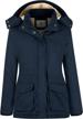 wenven women's winter warm sherpa lined jacket heavy parka coat with hood logo